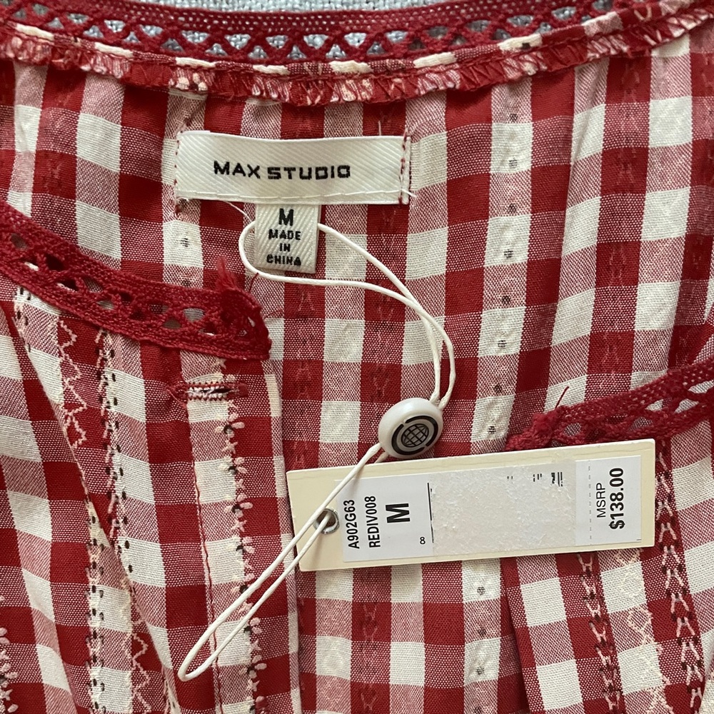 Red gingham tiered dress